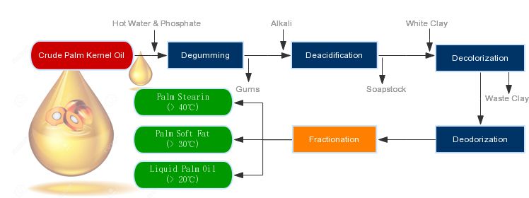 palm kernel oil refining and fractionation process